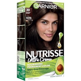 Garnier Nutrisse Nourishing Hair Color Creme, 30 Darkest Brown (Sweet Cola) (Packaging May Vary)