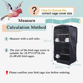 SYOOY Bird Cage Cover Good Night Birdcage Cover Universal Blackout Bird Parrot Cage Cover Durable Washable for Parakeets Lovebirds Budgies Macaw Conure Square Cages - Black