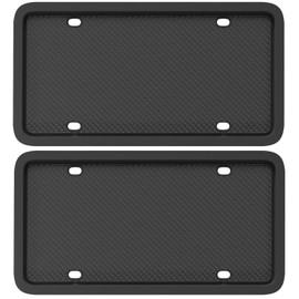 Silicone License Plate Frame, Premium Grade Universal Car Plate Frame, Rust Proof, Rattle Proof, Weather Proof License Plate Holder for US CA Standard (Black | 2-Pack)