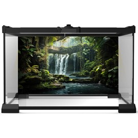 Waterfall Aquarium Background Nature Hidden Treasures Terrarium Backdrop Tropical Plants Stream Stone Bridge Fish Tank Background Reptile Habitat Backdrop Tank Wallpaper Poster Vinyl 24x12in
