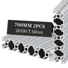 GOORY 2pcs Aluminum Extrusion 20100 27.56"(700mm) T Slot European Standard - Anodized Extruded Linear Rail Guide for DIY 3D Printer CNC Router Laser Engraving Automated Machine Equipment Silver