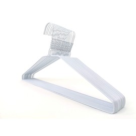 DODIN HOME 10 White Wire Hangers Space Saving Metal Coat Hanger Suit Hangers with Trouser Bar Clothes T-Shirt Dress (White, 10)