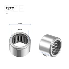 METALLIXITY H K1616 Needle Roller Bearings 16mm Inner Diameter x 22mm Outer Diameter x 16mm High 5 Pack Chrome Steel Open End Thrust Bearing for Industrial Machinery and Equipment