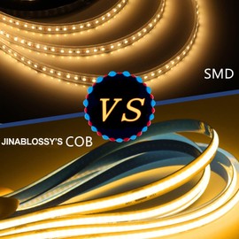 JINABLOSSY COB LED Strip 5 m, Warm White 4000 K 24 V 320 LEDs/M CRI90+ LED Strip Light, Dimmable LED Strip for Home Party Decoration, Bedroom, Cupboard, DIY Decoration (Strips Only)