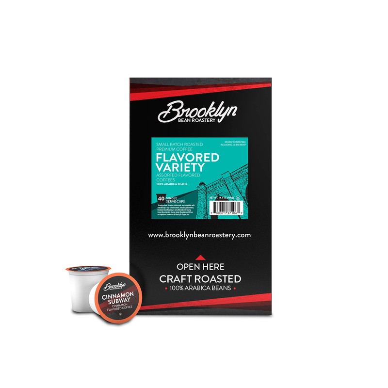Brooklyn Beans Flavored Coffee Pods Assorted Gourmet Variety Pack, Compatible