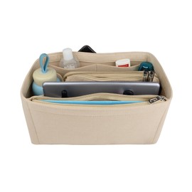 Notag Bag Organiser Felt Bag Organiser Insert Handbag Multi Pocket Tote Organiser Bag (Beige, Small)