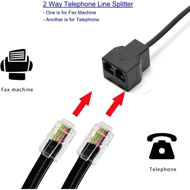 Long Telephone Extension Cord 6 FT, Black, Phone Cable Line
