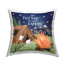 Stupell Industries Mountainside Camping Landscape Roasting Marshmallows Scene Design by ND Art Throw Pillow, 18 x 18, Multi-Color