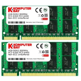 KOMPUTERBAY 8 GB (2 x 4 GB) PC2-6400 DDR2-800 SoDIMM Kit de Memoria para portátil de Doble Canal