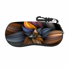 IBILIU Eyeglasses Case Retro Flower Abstract Metal Art Pattern Ultra Light Neoprene Sunglasses Case With Belt Clip,Soft Reading Glasses Case For Women Men