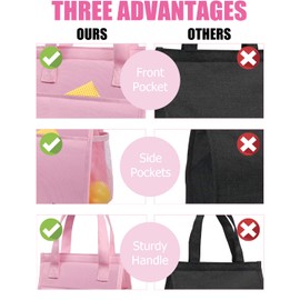 Fmeida Insulated Lunch Bag Women, Cute Womens Lunch Bag, Pink Lunch Bag Small, Reusable Adult Lunch Box Bag for College Picnic Beach | Front&Side&Interior Pockets