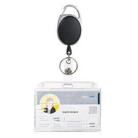 Vicloon Key Ring Set, Key Ring Retractable Badge Reel with Belt Clip with ID Card Holder, Badge Buddy Kit for Key Fob and ID Card (1 Piece)