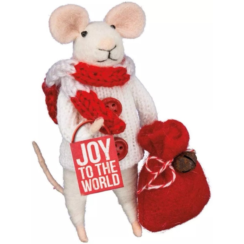 Primitives By Kathy Christmas Wool Felt Mouse Joy to the