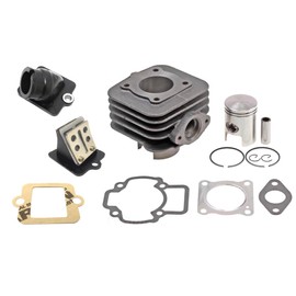 50 cc cylinder + intake manifold + membrane block set suitable for Piaggio Diesis, Fly, Liberty, NRG, Sfera, Storm, Typhoon, Vespa ET2, LX 50 - complete set for 2-stroke engines for performance optimisation