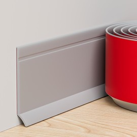 Duzzy Flexible Baseboard Trim, 6 Inch(H) x 60 Feet(L) Peel and Stick Vinyl Baseboard Molding Trim, Self-Adhesive Wall Base Cove Base