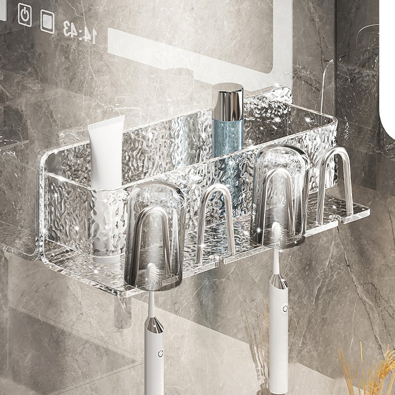 Water Ripple Toothbrush Holder Acrylic Punch Free Wall Mount Toothbrush