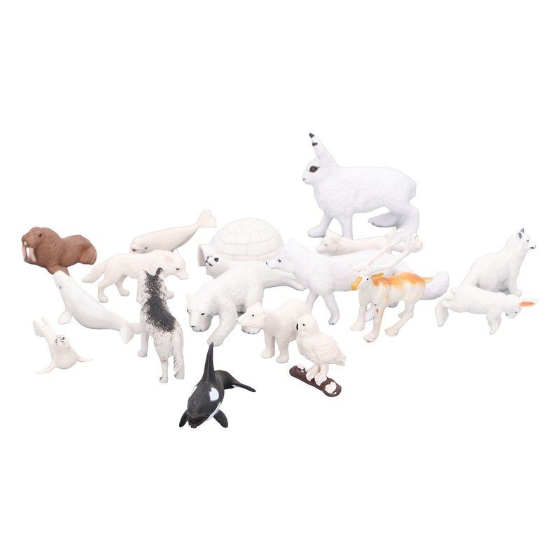 Arctic Animal Figurine Set 18pcs Kid Simulated Arctic Hare Reindeer