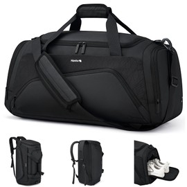 Hanke Carry on Luggage for Travel,Duffle for Traveling with Compartment, 44L Weekender Overnight Personal Item Travel Gym Hiking for Men & Women（Black ）