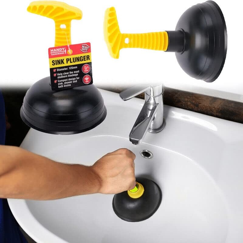 Sink Plunger Control Grip Plumbing Blockage Waste Drain Kitchen Unblock