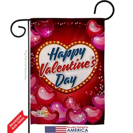 Ornament Collection GS192156-BO-02 Viva Love Spring Valentines Impressions Decorative Vertical 13" x 18.5" Double Sided Garden Flag Set Metal Wall Hanger Hardware