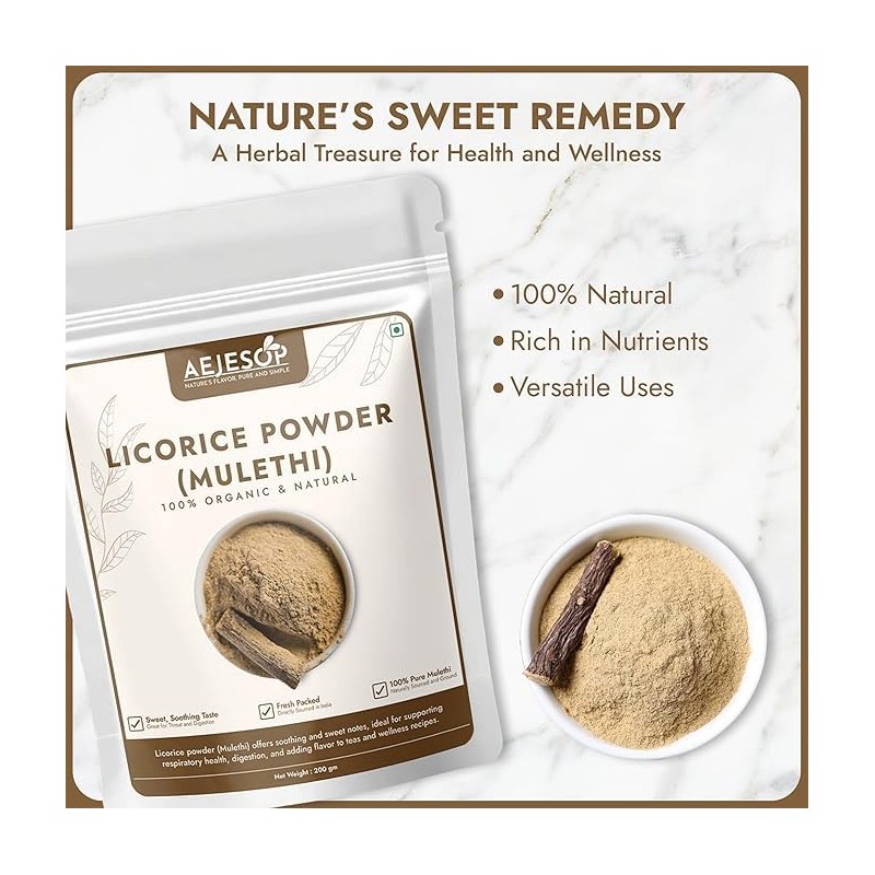 AEJESOP AEJESOP Licorice Root Powder, Raw Mulethi Powder,7oz(200g)