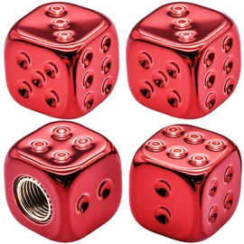 MEAJOO 4PCS Dice Tire Valve Stem Caps, Wheels Tire Air Caps with O Rubber Ring Accessories, Corrosion Resistant Leak-Proof, Universal for Cars, SUVs, Bikes, Trucks and Motorcycles (Red)