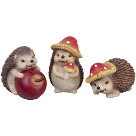 Valery Madelyn Hedgehogs Fall Decorations for Home, 3 Pcs Christmas Decor for Table Indoor Outdoor, Resin Thanksgiving Decorations Garden Pumpkins Figurines for Autumn Harvest Porch Tiered Tray