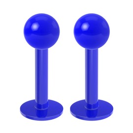 2pc 1.2mm 16g Labret Bar Studs Lip Ring Monroe Tragus Snake Spider Bites Forward Helix Cartilage Dahlia Conch Blue Dental Grade Acrylic 3mm Ball Piercing - 6mm