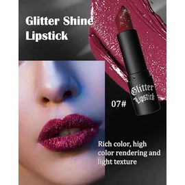 Labial Mate Con Purpurina De Diamante, Brillo De Labios Gótico, Rojo Vino Brillante, Alta Pigmentación, Larga Duración, Resistente Al Agua, A Prueba D