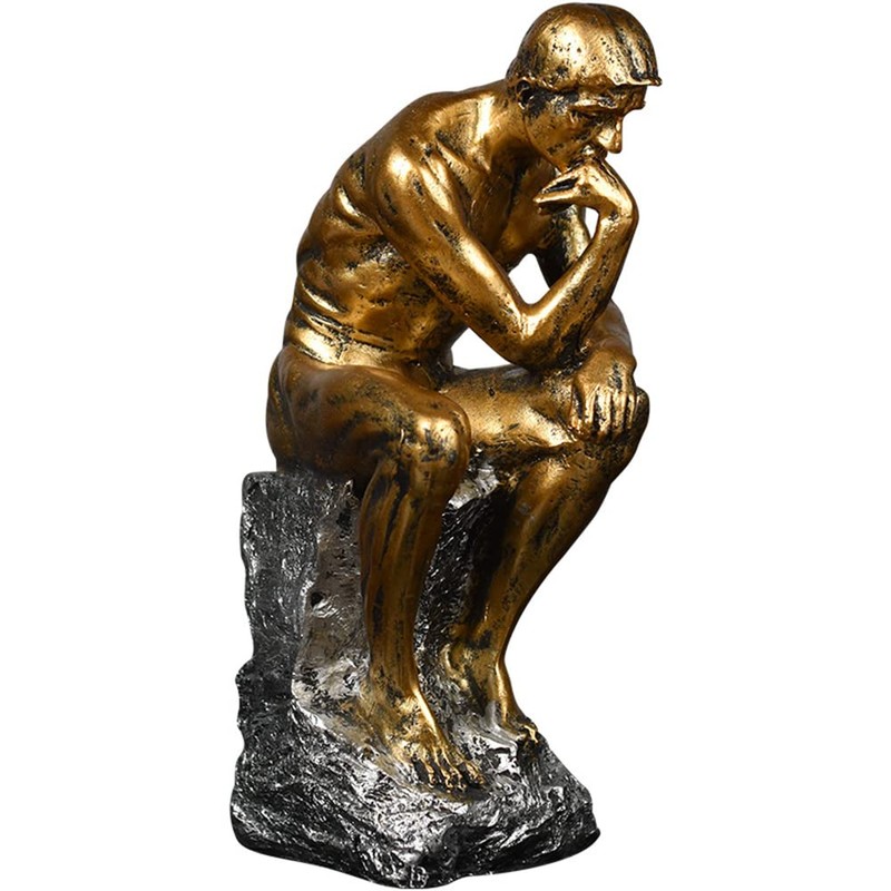 FUNSXBUG 10 Inch Resin The Thinker Statue Thinking Man Sculptures
