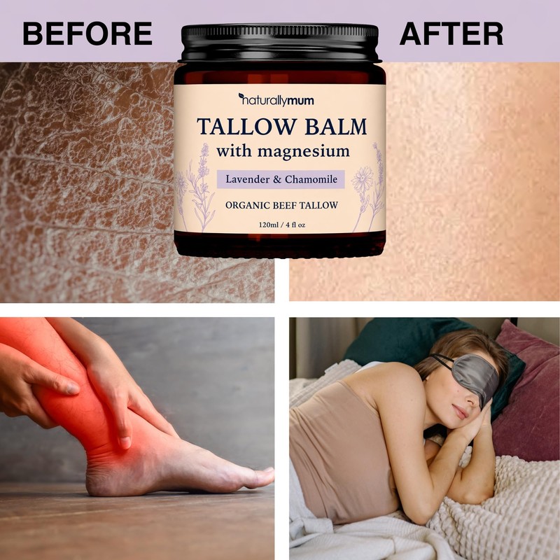 NaturallyMum Magnesium Tallow Balm | Lavender & Chamomile | Organic