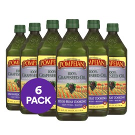 Pompeian 100% Grapeseed Oil, Light and Subtle Flavor, 24 Fl Oz, Pack of 6