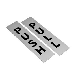 Pair of Push & Pull Adhesive Door Signs - Available in Gold or Silver Metallic. Generic Door Sign for business, restaurants, bars, hotels, schools, cafe (Silver)