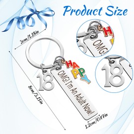 Lnngub 18th Birthday Keyring, 18th Birthday Gifts for Girls Boys OMG,I'm An Adult Now Stainless Steel Keychain Gift for Girls/Boys Keyring Gifts for Best Friend