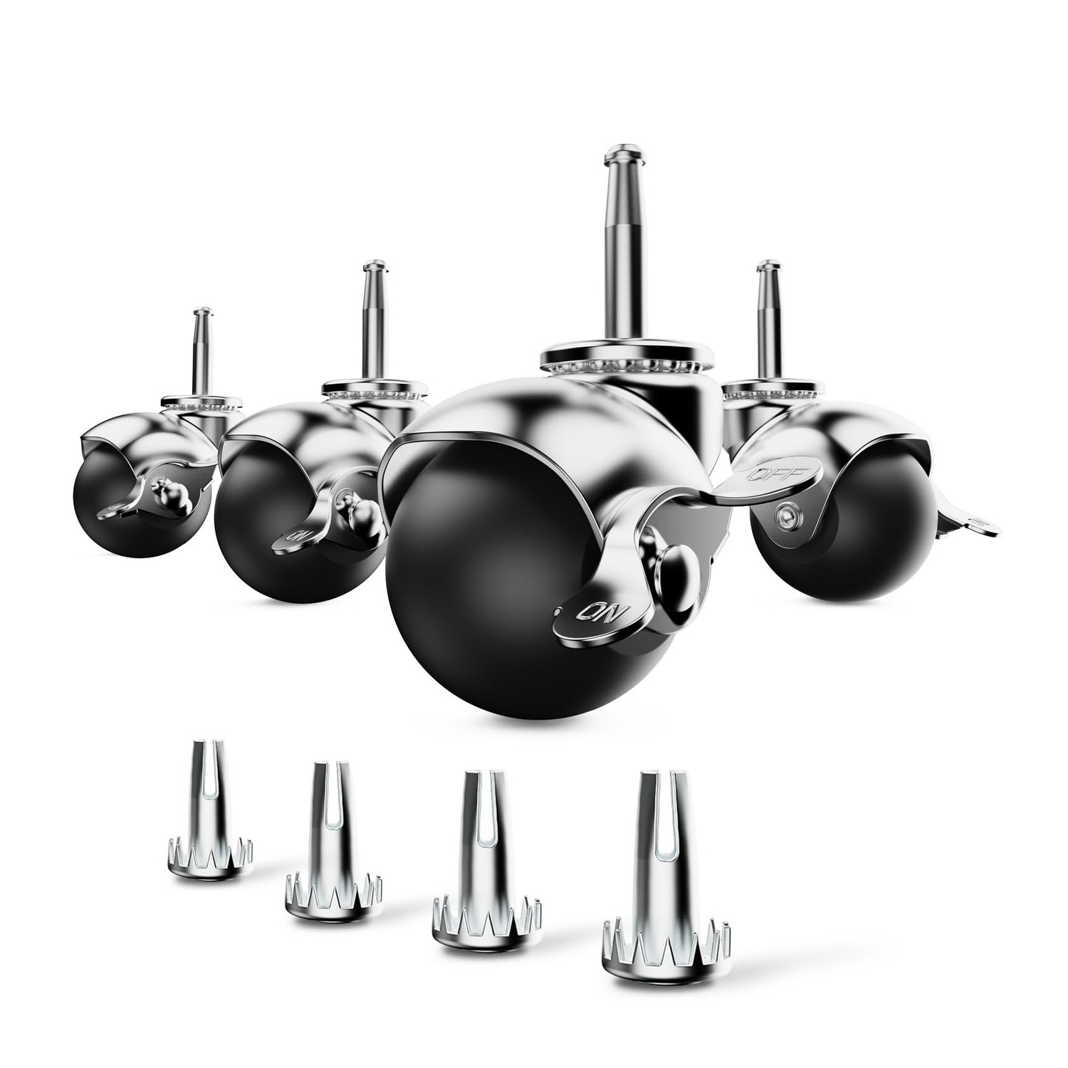 HOLKIE 2 inch Ball Caster Wheels Locking Stem Casters, Furniture ...