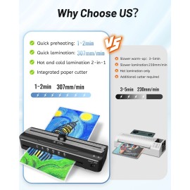 ‎rekye Laminator Machine A4 9"with 20 Sheets Cold/Thermal Cutter + Corner Rounder