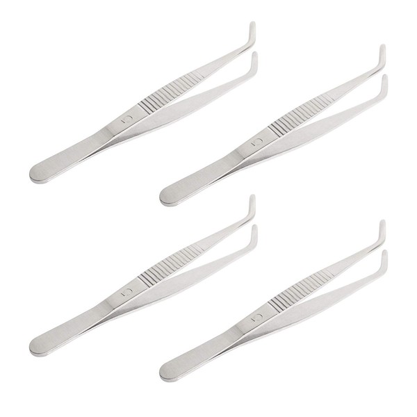 Aoje-Link Stainless Steel Tweezers with Curved Serrated Tip Sewing Machine