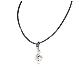 Gregory Crafts & Gifts Music Note Musical Pendant Necklace, Unisex Jewellery - 18 inch Black Cord Necklace, Handcrafted