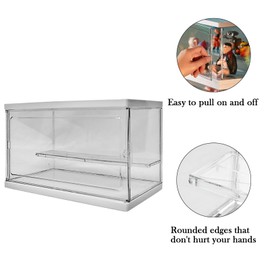 ANMOO Acrylic Display Case Clear Display Storage Box with Sliding Door Dustproof Protection Storage & Organizing Countertop Cube for Collectibles, Miniature Figurines (Medium, 27x14x16cm)