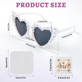 GOWTX Retro Heart Sunglasses Pearl, Pearl Vintage Women's Heart-Shaped UV400 Protection Heart Sunglasses, Bride Party Heart Glasses with Cloth, Heart Shape Glasses for Wedding, Carnival, Holiday,