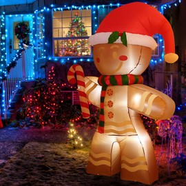 Onory 8 FT Christmas Inflatables Decoration Gingerbread Man with Built-in LEDs Blow Up Inflatables for Xmas Party Indoor Outdoor Yard Garden Lawn Décor