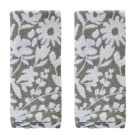 SKL Home Bedford Floral Hand Towel 2pc Set for Bath/Kitchen/Bar & Gift, Sage