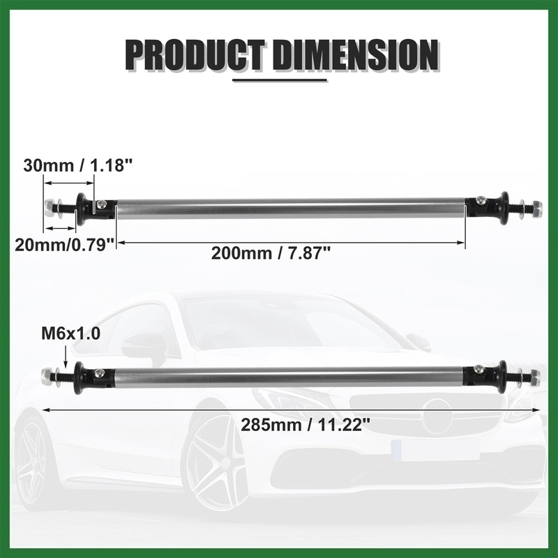 Motoforti 2pcs 200mm 7.87" Adjust Car Bumper Splitter Support Rod