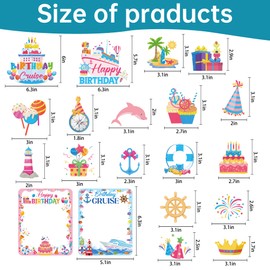 Birthday Cruise Door Magnets Decorations - 20 Pcs Happy Birthday Cruise Ship Door Magnet Stickers With 3 Pcs Pens For Sea Navigation Carnival Party Cruise Essentials Cabin Refrigerator Decor