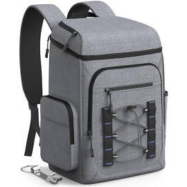 HOTOR Backpack Cooler Bag - 30/45 cans Large Backpack Coolers Insulated Leak Proof with Multiple Pockets, Small Cooler as Beach Cooler for Travel, Hiking, Camping, 17.7'' x 10.6'' x 7.5'', Grey