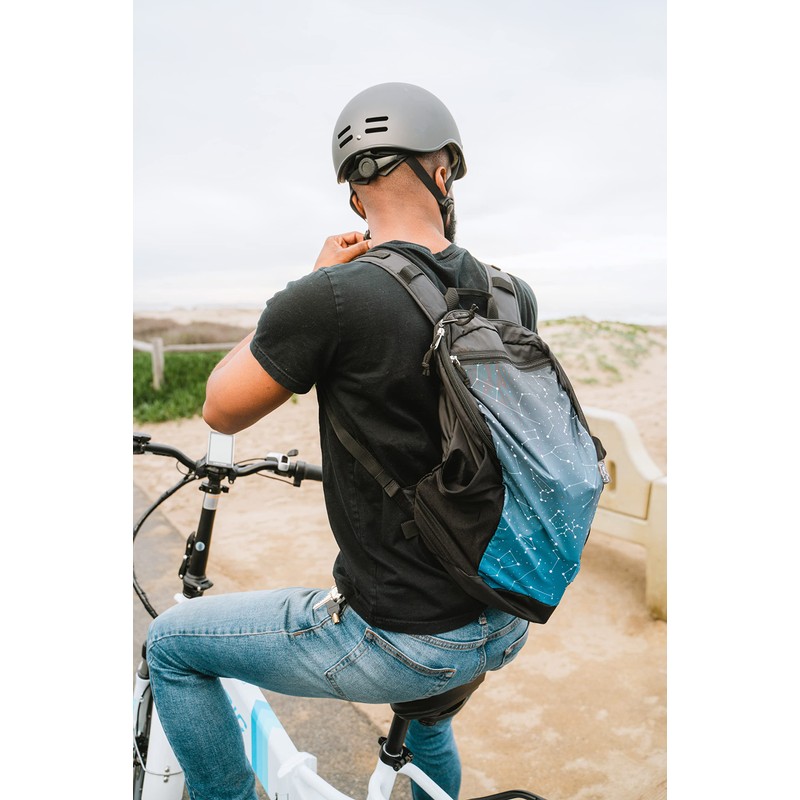 ChicoBag Travel Pack rePETe Compact Recycled Backpack, Night Sky Constellations,