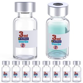 Sterile Empty Vials with Self Healing Injection Port,with Aluminum Cap,Sterile Package ZHANXUBIO (10,3ml)