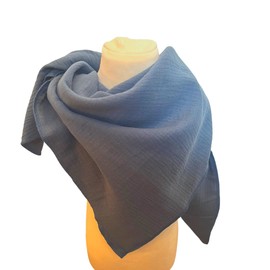 XXL Musselintuch als Schal, Stilltuch, Pucktuch, Sommerdecke zuverwenden (Graublau)