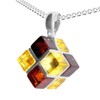 Necklace with Pendant Cube 11 mm Silver 925/000 Amber, Silver,