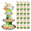 Jungle Animals Cupcake Stand with 20Pcs Cupcake Topper and Wrappers,3